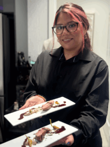 catering staff serving small bites